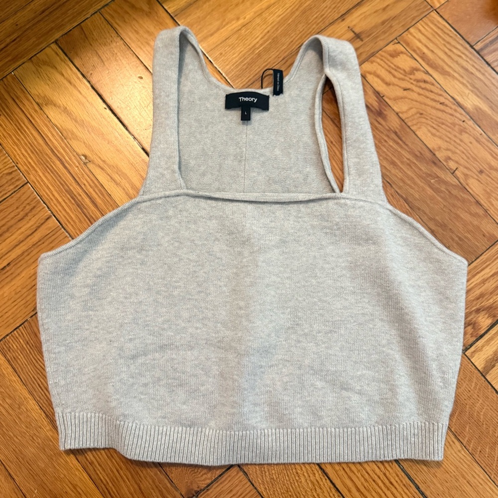 THEORY - Cropped Sweater Tank Light Heather Grey Size Large NWOT